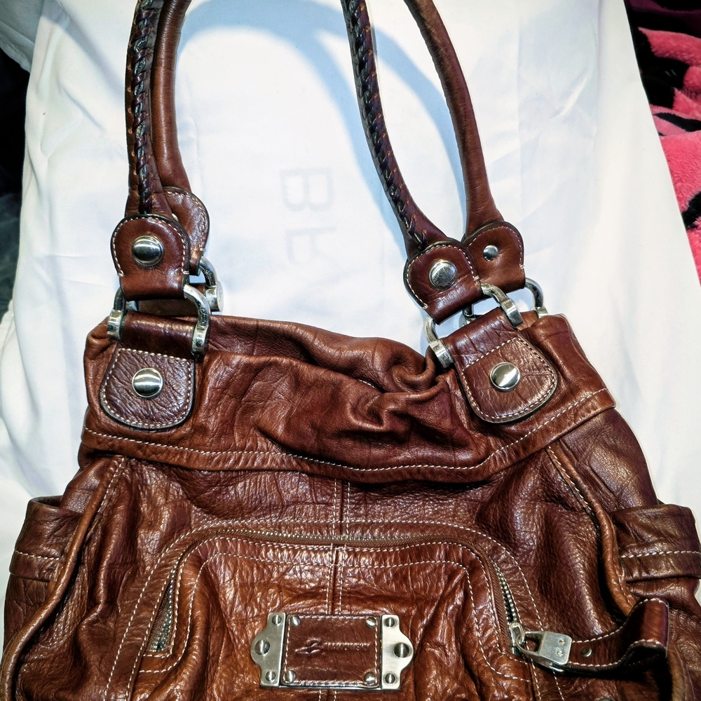 B. Makowsky Brown Soft Leather Shoulder Bag